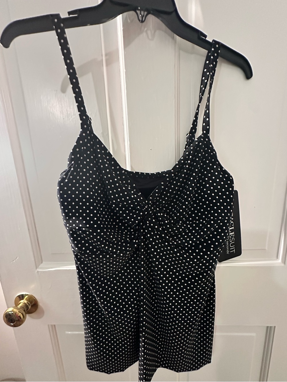 Miraclesuit Black with White Polka Dots Tankini Top